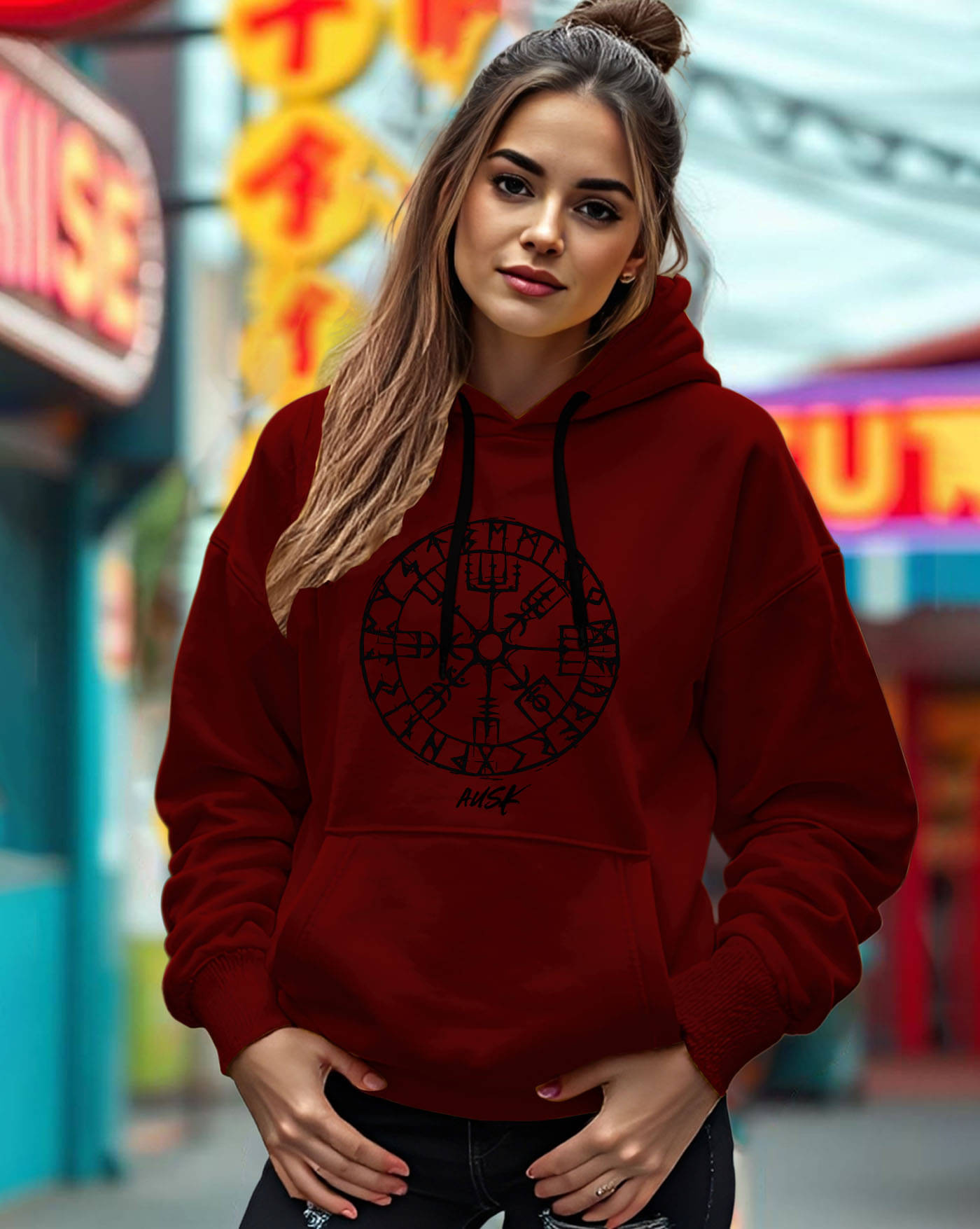     			ENITOR Women Fleece Hooded Sweatshirt For Light Winters ( Maroon )