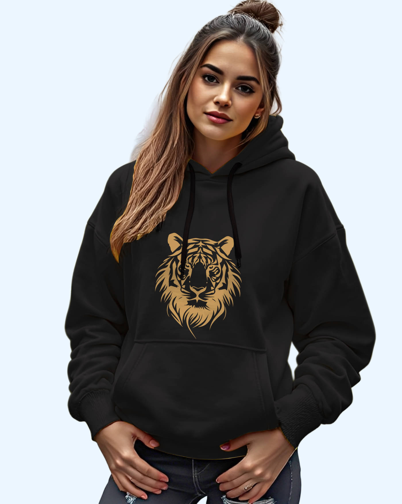 ENITOR Women Fleece Hooded Sweatshirt For Light Winters ( Black ) ENITOR Women Fleece Hooded Sweatshirt For Light Winters ( Black )