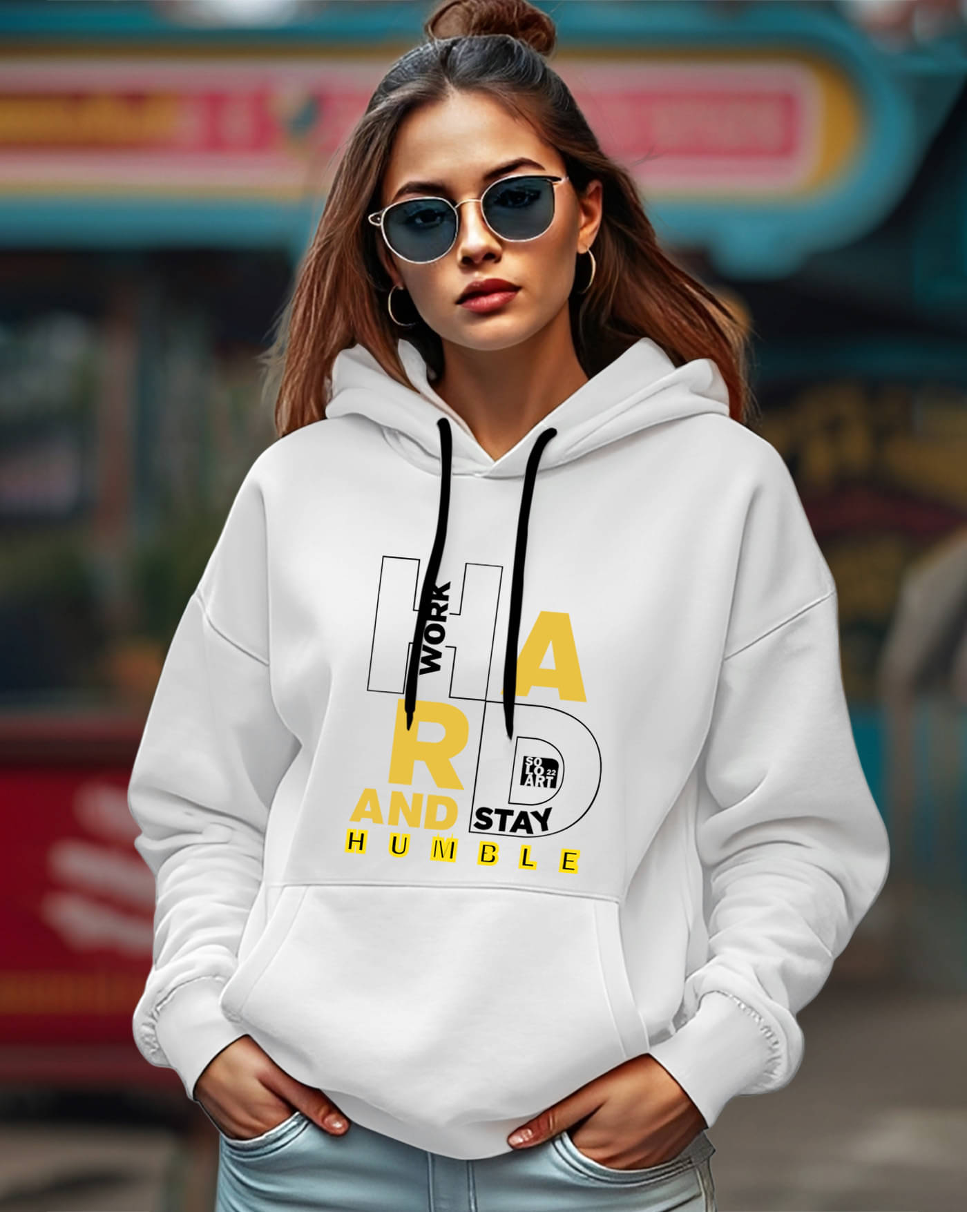     			ENITOR Women Fleece Hooded Sweatshirt For Light Winters ( White )