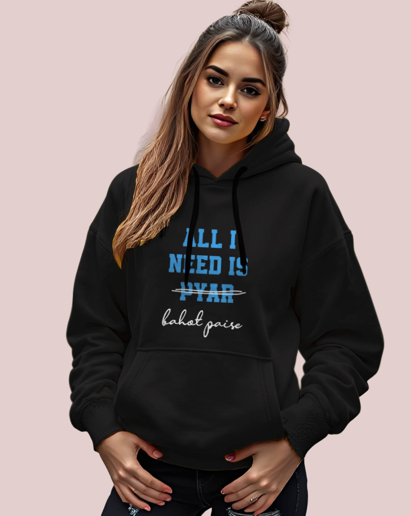     			ENITOR Women Fleece Hooded Sweatshirt For Light Winters ( Black )