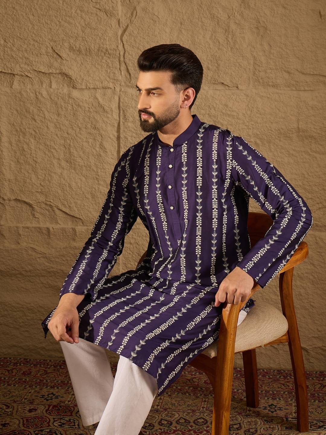     			Ethnic Bay Purple Viscose Men's Regular Kurta ( Pack of 1 )