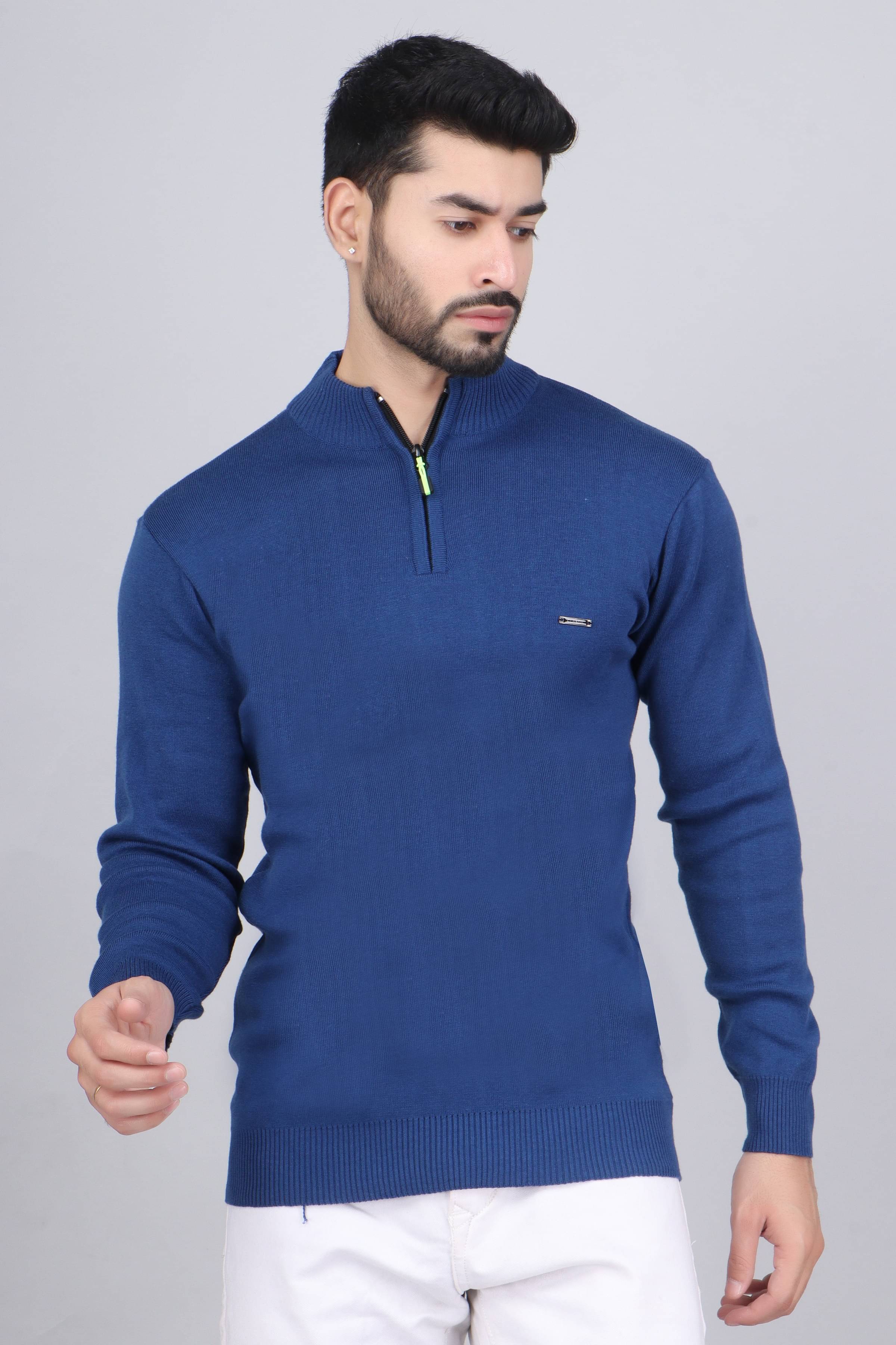 FEVERFEW Acrylic Henley Neck Men's Full Sleeves Pullover Sweater - Blue ( Pack of 1 ) FEVERFEW Acrylic Henley Neck Men's Full Sleeves Pullover Sweater - Blue ( Pack of 1 )