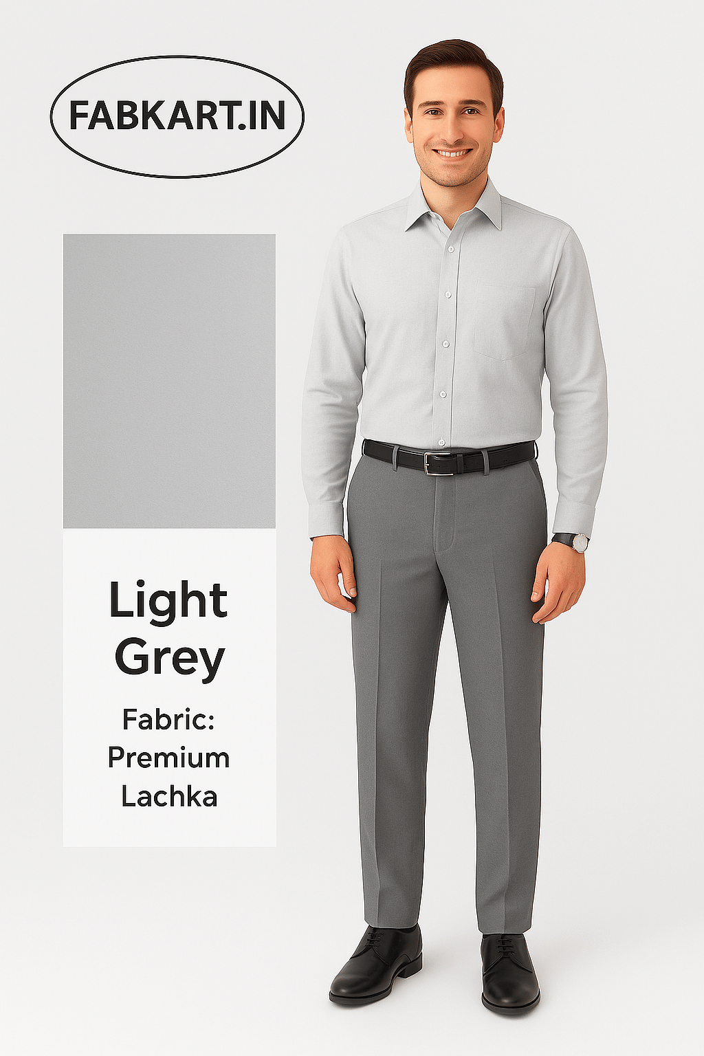     			Fabkart Light Grey Polyester Men's Unstitched Pant Piece ( Pack of 1 )