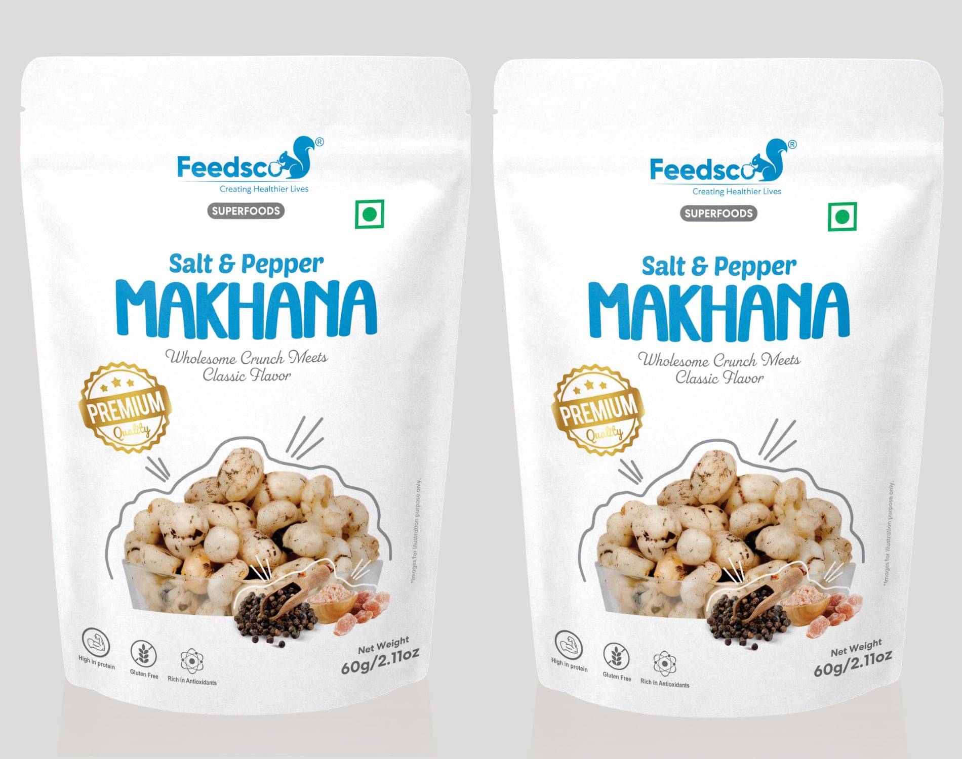     			Feedsco Lotus Seeds Pop /Gorgon Nut Puffed Kernel (Makhana) 120 g Pack of 2