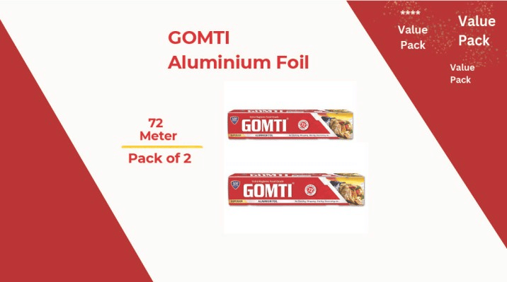     			GOMTI Aluminium Foil 72m (Pack of 2) | 11 Micron | Long Lasting Wrap