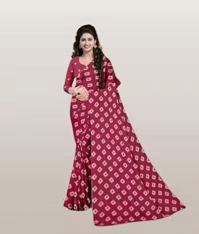     			Generic Reldor Georgette Printed Bandhani Sarees With Unstitched Blouse Piece ( Maroon )