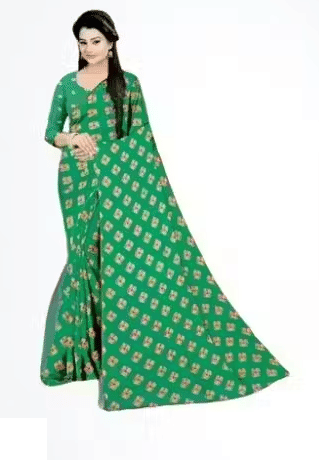     			Generic Reldor Georgette Printed Bandhani Sarees With Unstitched Blouse Piece ( Green )