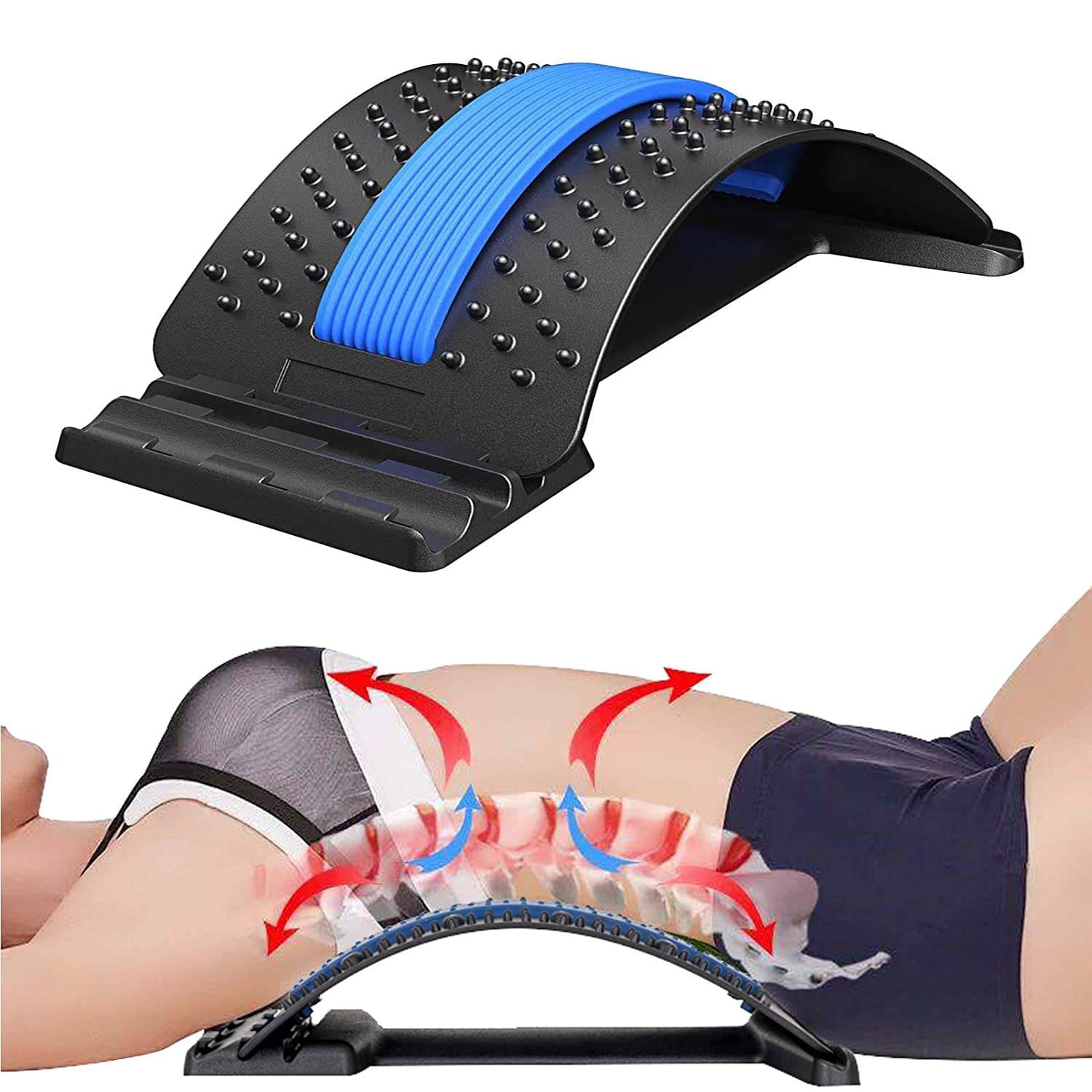 Gjshop Back Massager Magic Stretcher Lumbar Support Spine Waist Pain Relax Fitness Tool, for Lower and Upper Back Massager and Support, Lumbar Support for Office Chair Gjshop Back Massager Magic Stretcher Lumbar Support Spine Waist Pain Relax Fitness Tool, for Lower and Upper Back Massager and Support, Lumbar Support for Office Chair