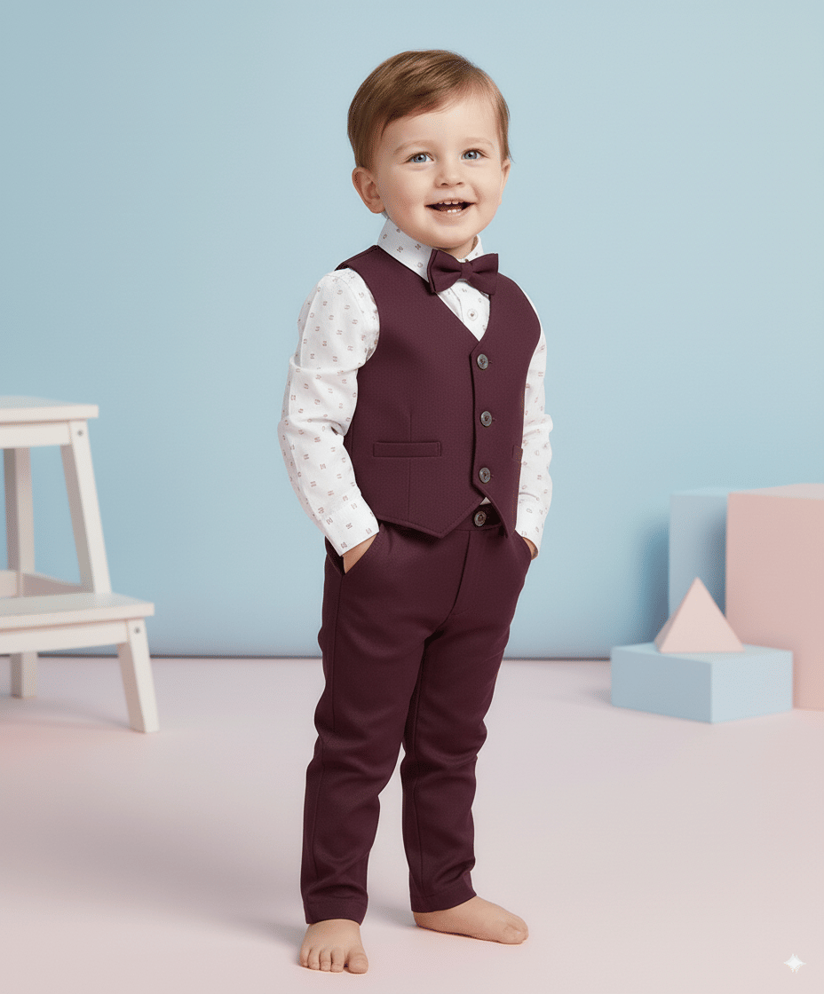     			KDF Baby Boys Cotton Waistcoat ( Pack of 1 , Maroon )