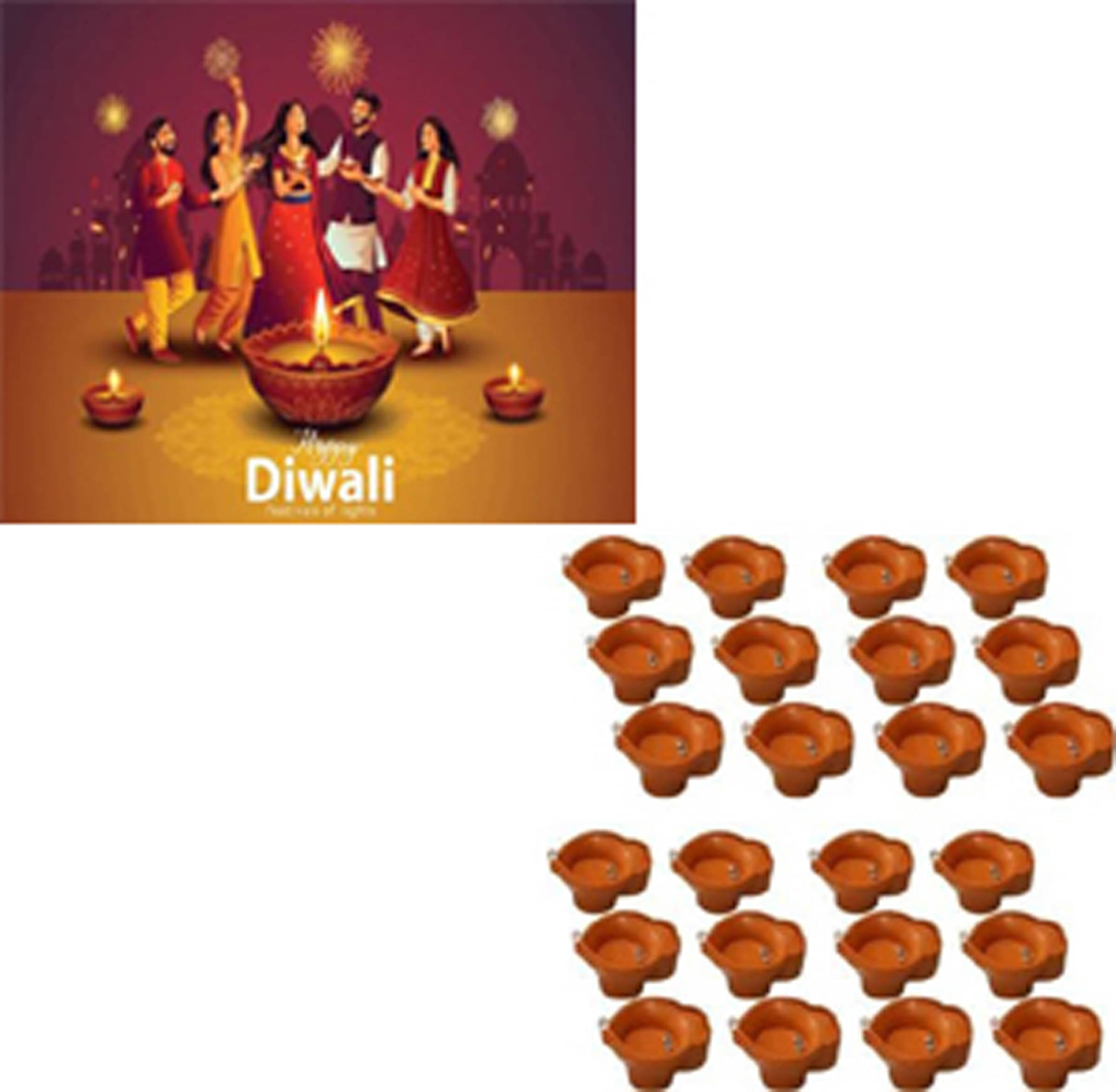     			Kapoor trading Plastic Diwali Diya - Pack of 24