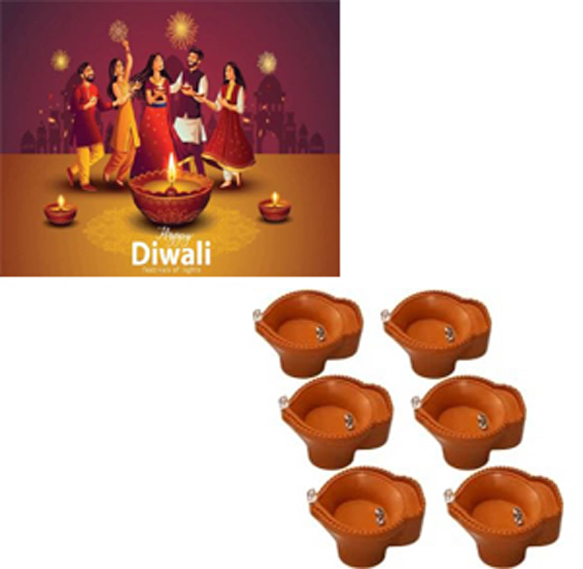     			Kapoor trading Plastic Diwali Diya - Pack of 6