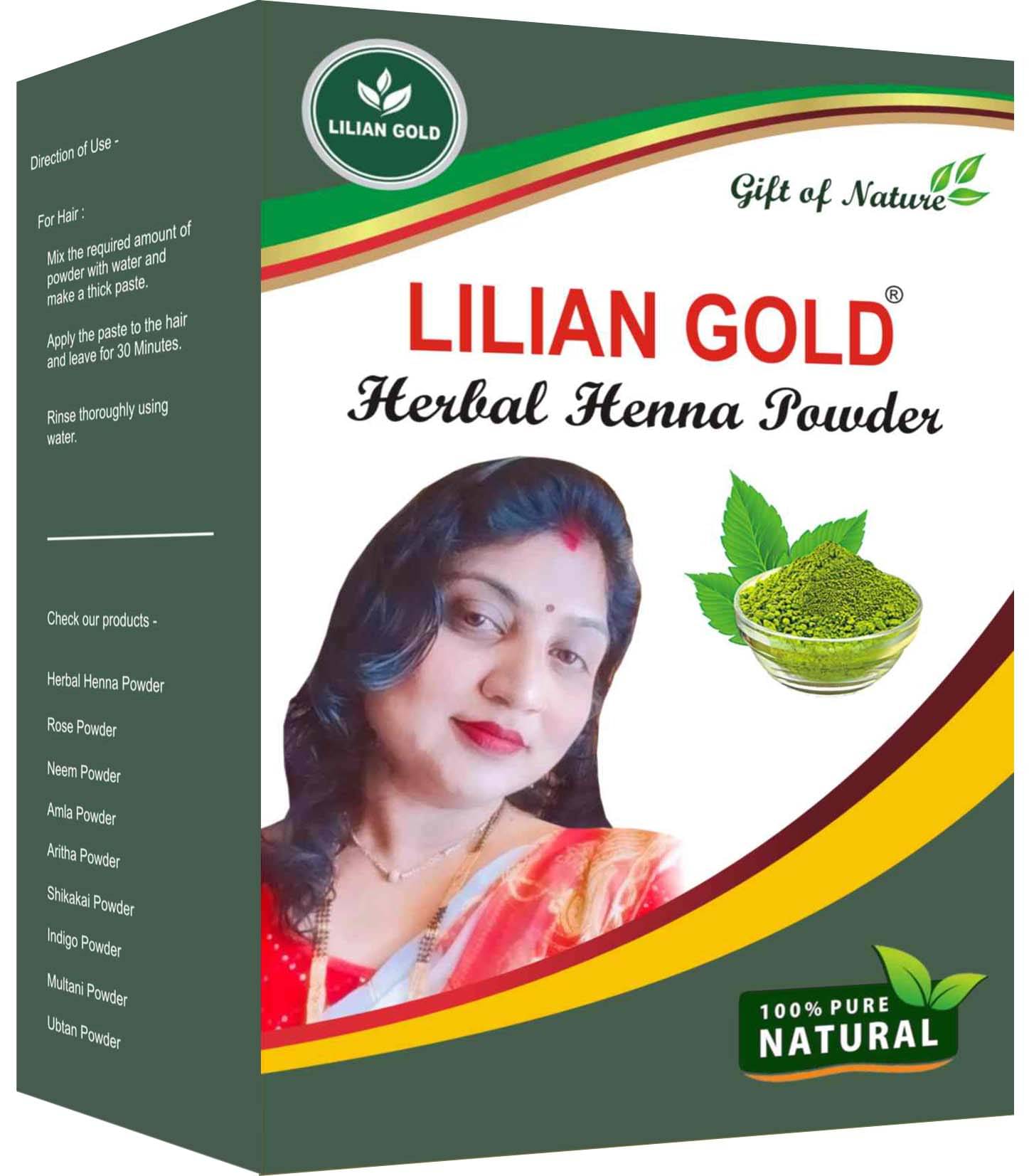    			LILIAN GOLD 100% Natural Herbal Henna Powder For Hair | Mix Of 8 Herbals Mehandi Natural Henna 150 g