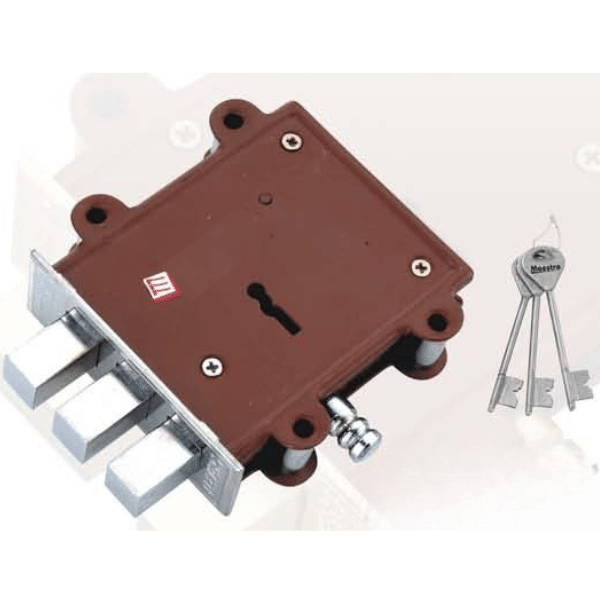 MALAIKAH Heavy Duty 5 Inch 3-Square Bolt Mild Steel Door Lock with 3 Long Keys – Powder Coated Finish, 2 In 1 Design, Made in Aligarh India - Pack of 1 MALAIKAH Heavy Duty 5 Inch 3-Square Bolt Mild Steel Door Lock with 3 Long Keys – Powder Coated Finish, 2 In 1 Design, Made in Aligarh India - Pack of 1