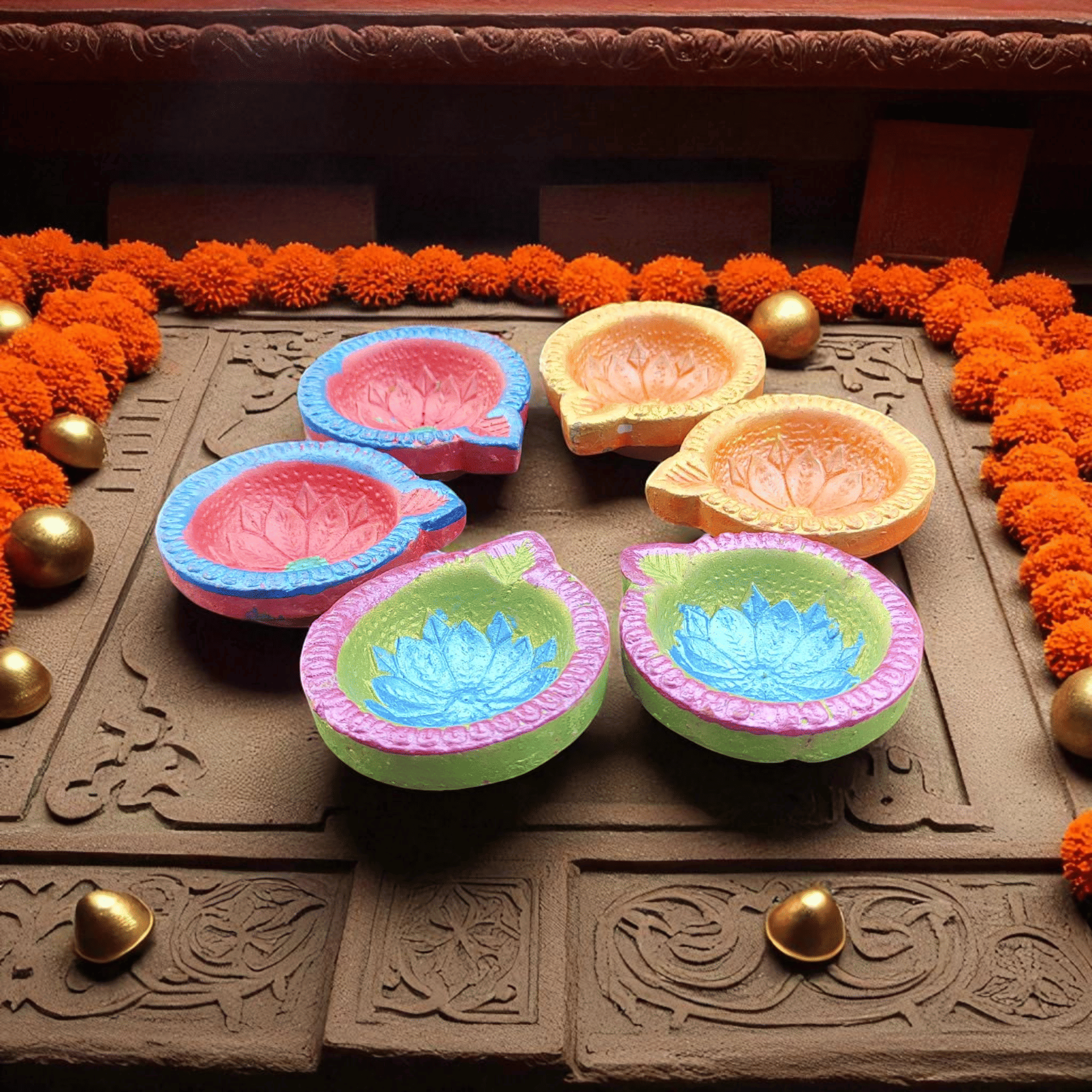     			Malaikah Ceramic Diwali Diya - Pack of 12