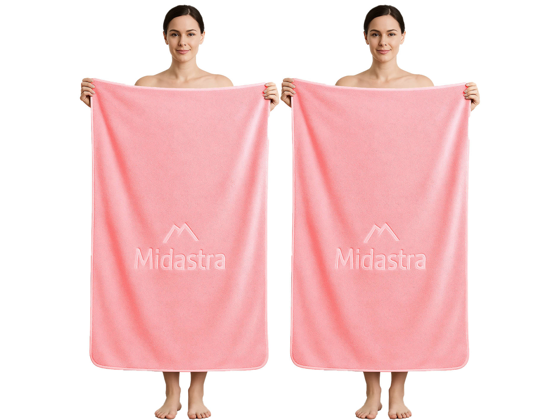     			Midastra Pack of 2 Microfibre 500 -GSM Bath Towel ( Peach )