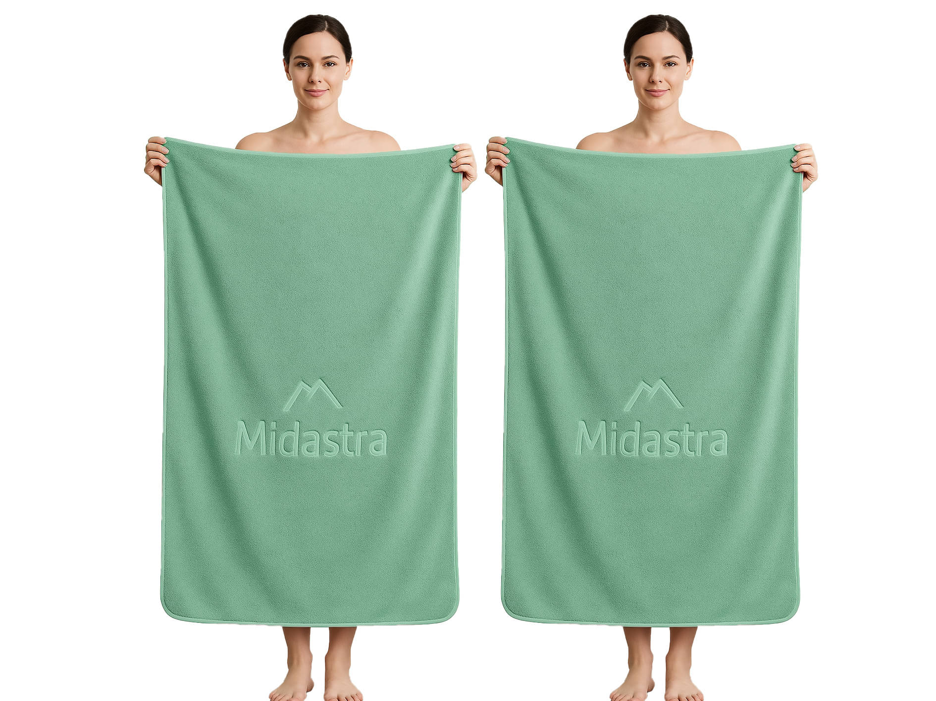     			Midastra Pack of 2 Microfibre 500 -GSM Bath Towel ( Green )