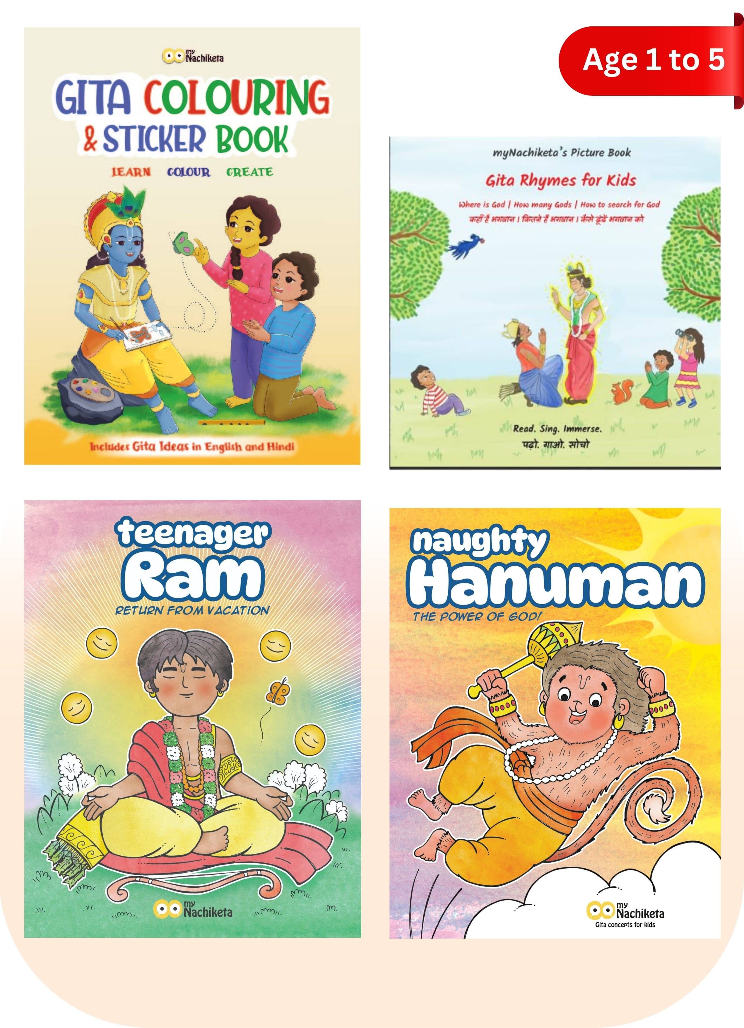     			My First Gita Book Set | age 1-5 yrs | English | Picture Book, Colouring Book, Moral Stories, Rhyme book, Big and colorful images | Combo Pack of 4 books [Paperback] Varun Aggarwal