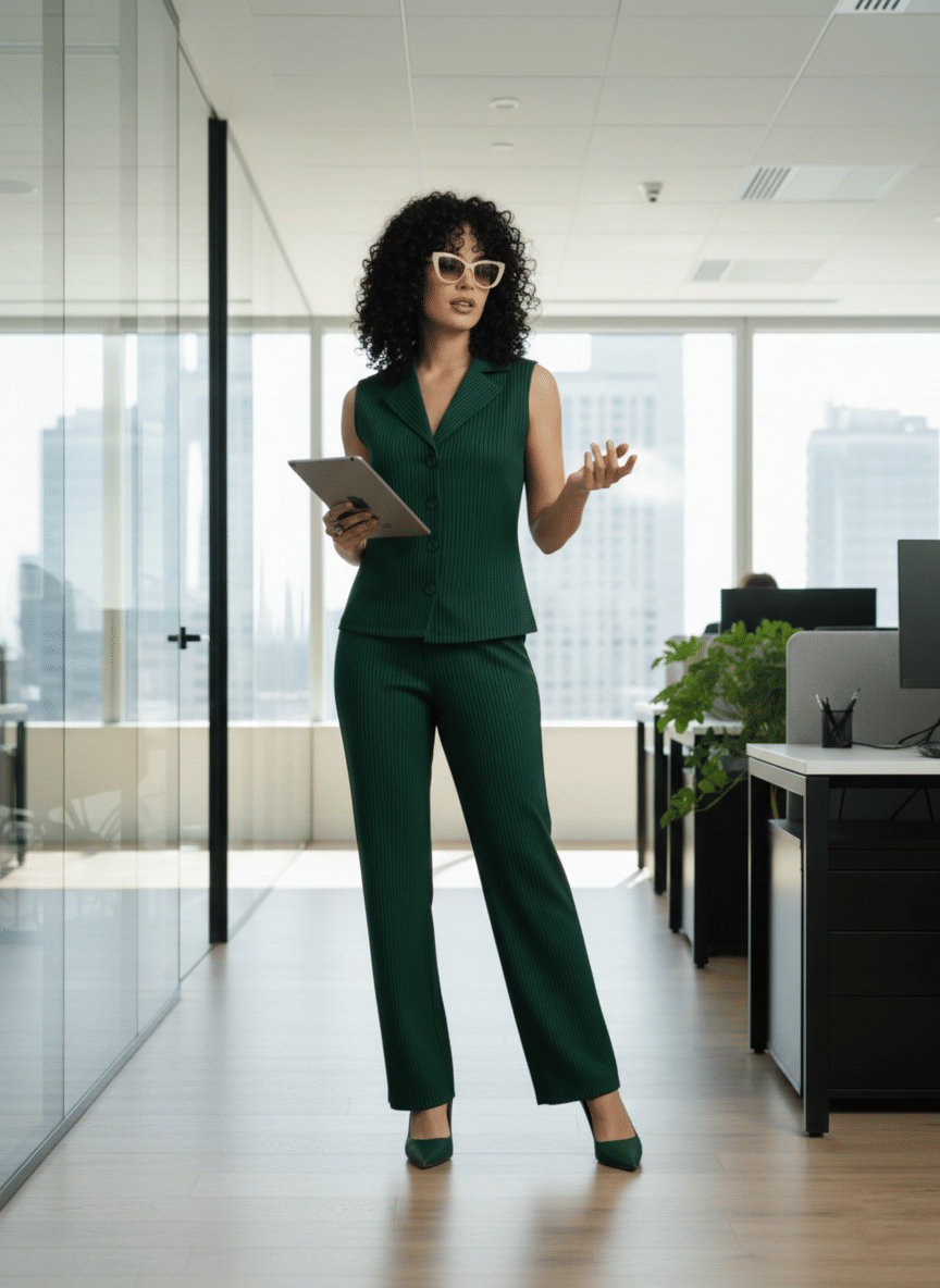     			Nishke Women Coat With Trousers Co-Ord Set ( Green )