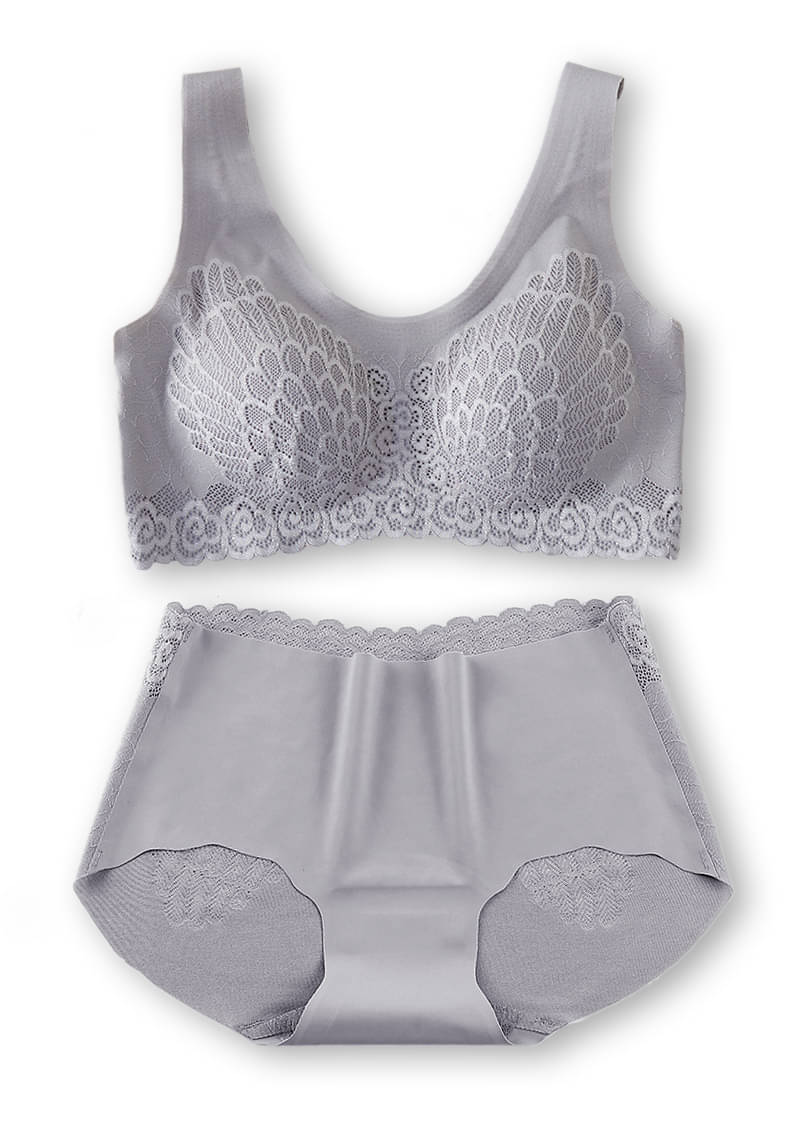     			Opulent Satin Lightly Padded Bra & Panty Set ( Light Grey , Pack of 1 )