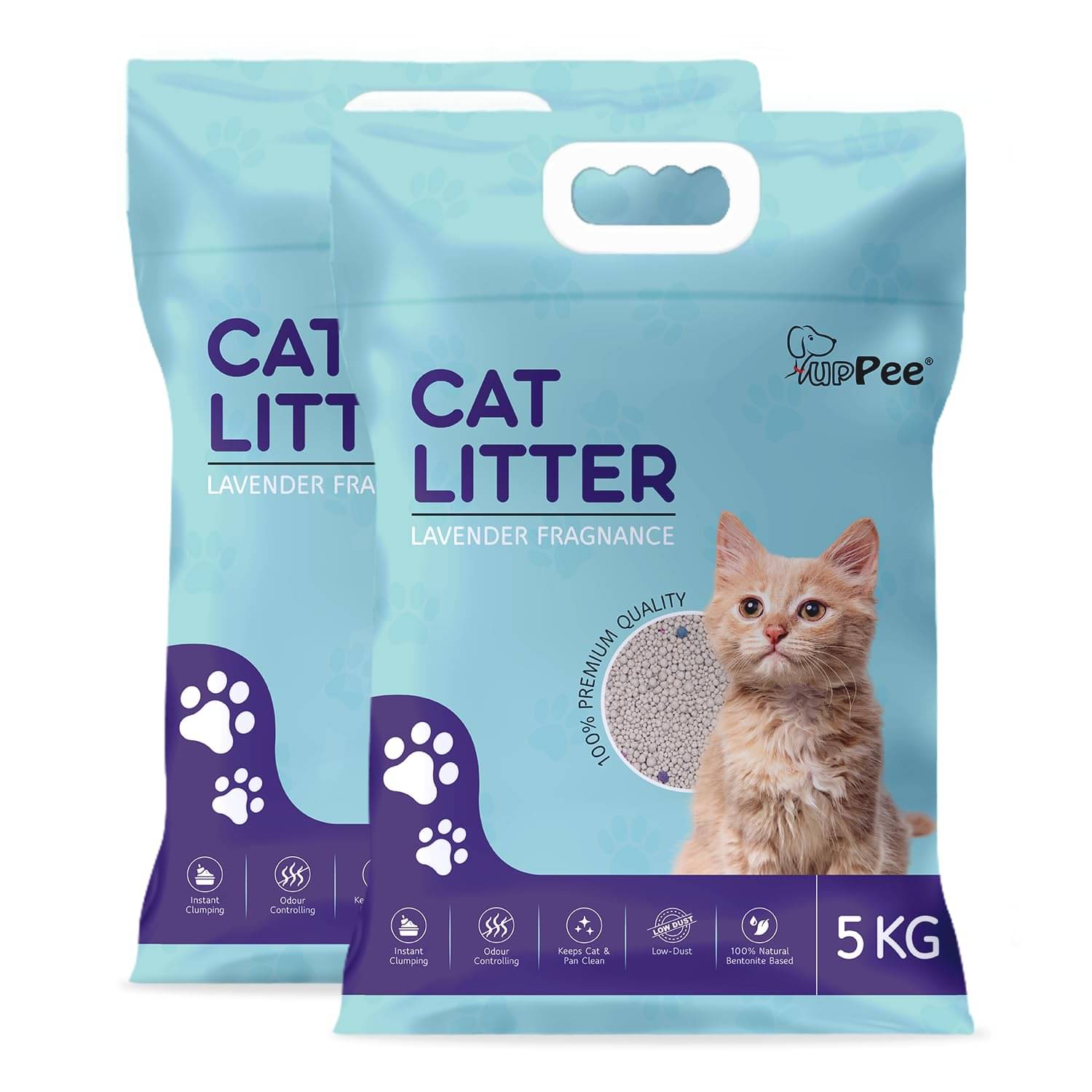     			PUPPEE Premium 10 Kg Lavender Scented Cat Litter | Natural Bentonite Clay | Odour Control, Dust Free Scoopable, Instant Clumping