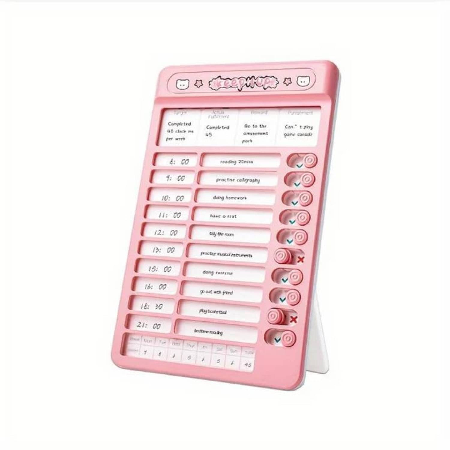    			Portable Self-Discipline Chores Chart Daily Checklist Board With 15 Pcs Blank Paper Sliding Morning Routine Chart | Planning Boards Reminder Chart...