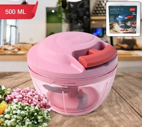 Power-X Hand-Pull Chopper with Triple Stainless Steel Blades – Durable Vegetable Chopper (1 Pc Chopper)     			Power-X Hand-Pull Chopper with Triple Stainless Steel Blades – Durable Vegetable Chopper (1 Pc Chopper)