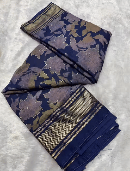     			R K S M Brasso Printed Regular Saree With Unstitched Blouse Piece ( Blue )