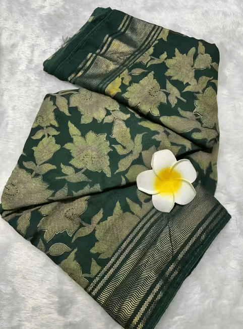     			R K S M Brasso Printed Regular Saree With Unstitched Blouse Piece ( Green )