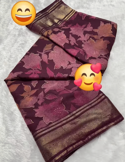 R K S M Brasso Printed Regular Saree With Unstitched Blouse Piece ( Purple ) R K S M Brasso Printed Regular Saree With Unstitched Blouse Piece ( Purple )