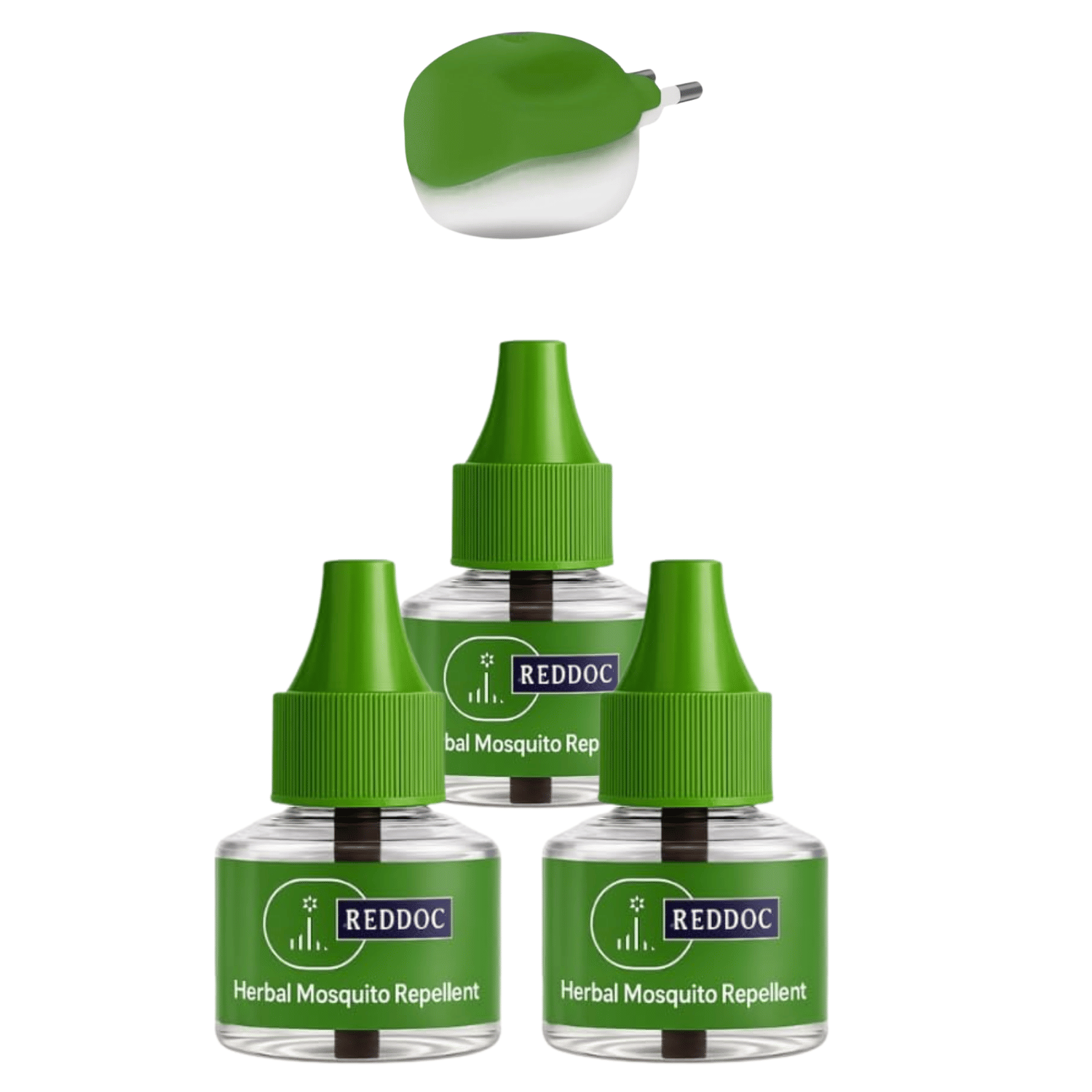     			REDDOC GREEN Herbal Mosquito Repellent Refill –Natural Protection Against Dengue & Mosquitoes | Mosquito Repellent GREEN (PACK OF 3) Refill + Machine