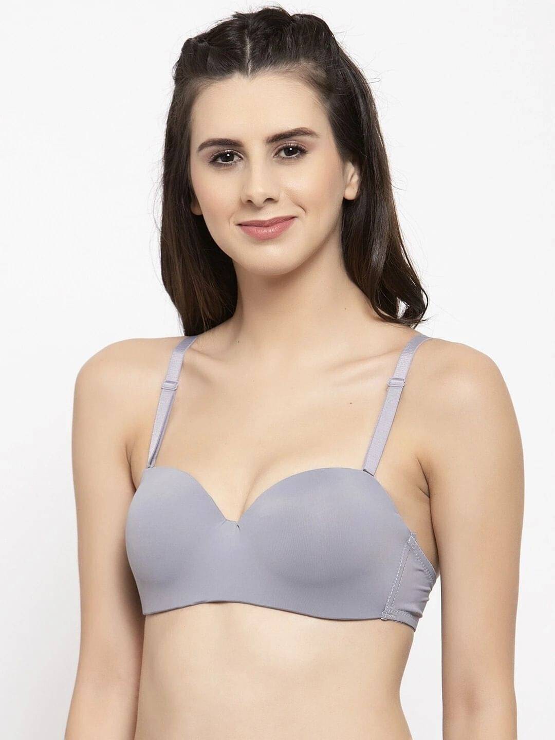 Rhineic Pack of 1 Elastane Heavily Padded Push Up Bra For Women ( Grey ) Rhineic Pack of 1 Elastane Heavily Padded Push Up Bra For Women ( Grey )