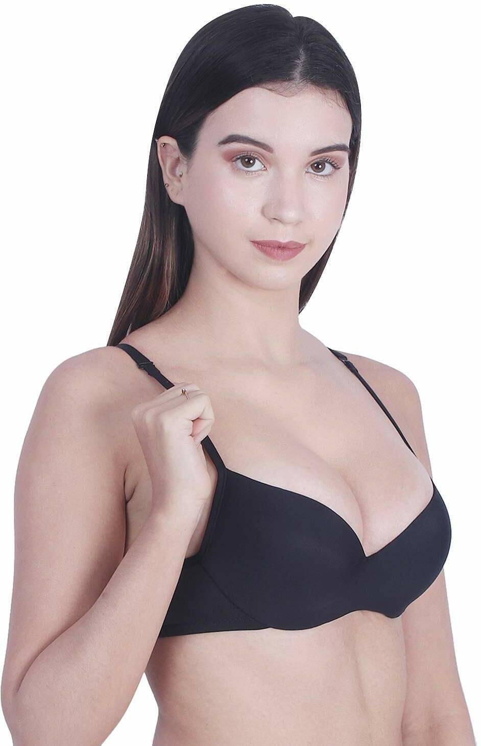     			Rhineic Pack of 1 Polyester Lightly Padded Push Up Bra For Women ( Black )