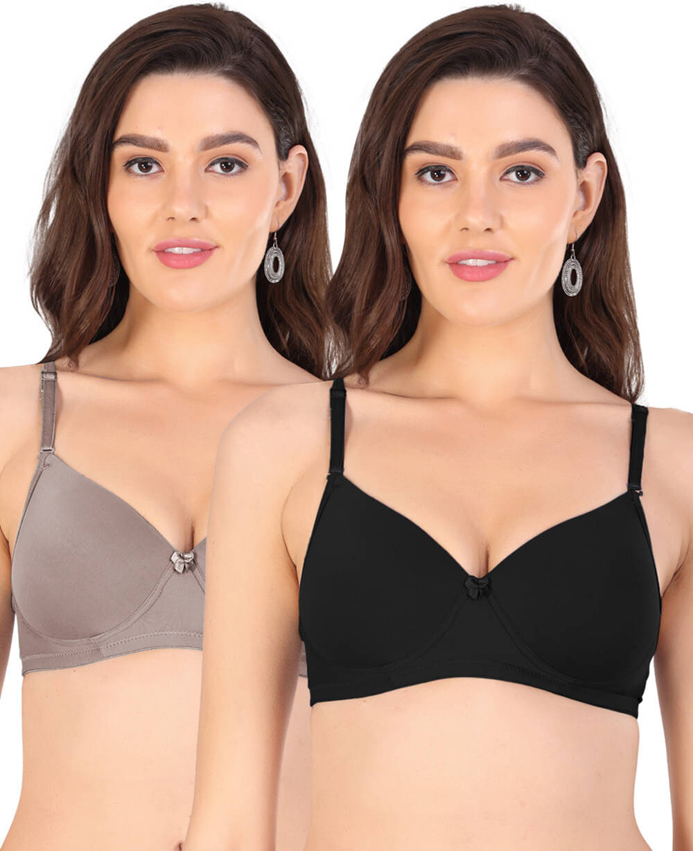     			Rhineic Pack of 2 Cotton Lightly Padded Push Up Bra For Women ( Multicolor )