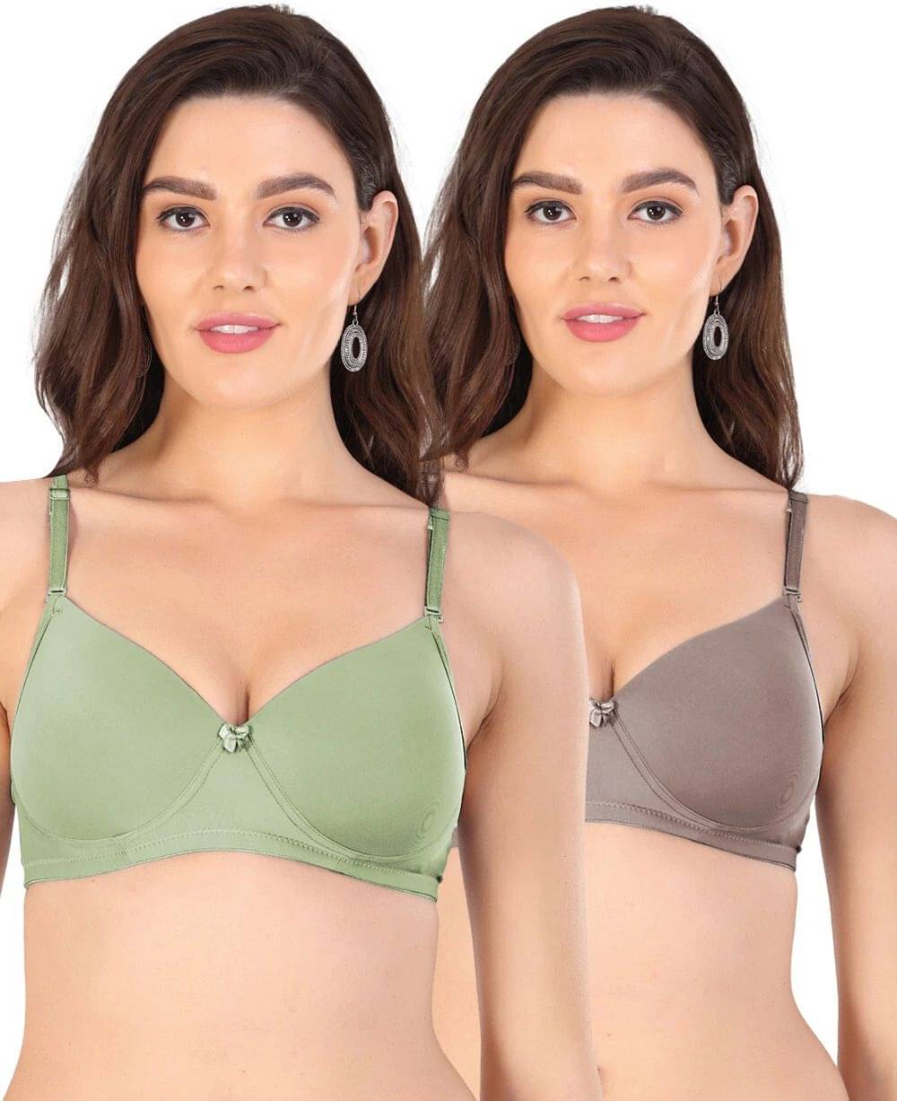 Rhineic Pack of 2 Cotton Lightly Padded Push Up Bra For Women ( Multicolor ) Rhineic Pack of 2 Cotton Lightly Padded Push Up Bra For Women ( Multicolor )