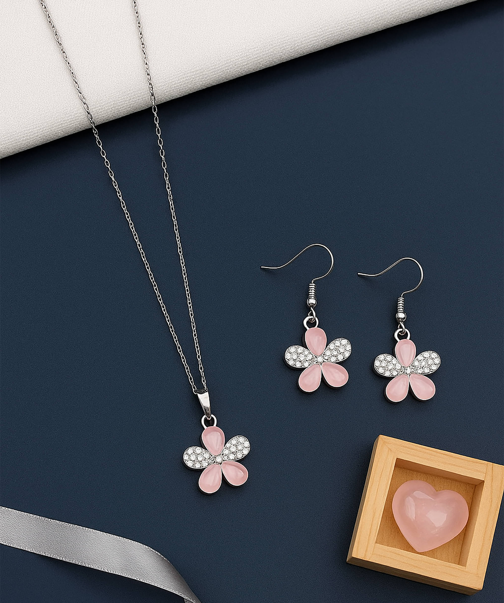     			SHAKH-KRIVA Pink Pendant set ( Pack of 1 )