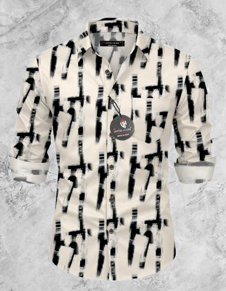     			SHREE VASTRA HOUSE Cotton Blend Regular Fit Self Design Full Sleeves Men's Casual Shirt - Cream ( Pack of 1 )