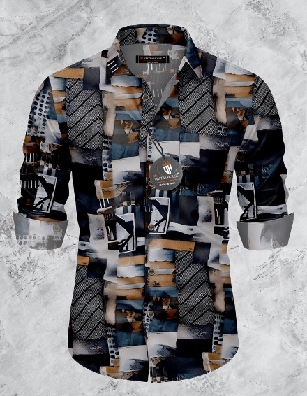     			SHREE VASTRA HOUSE Cotton Blend Regular Fit Self Design Full Sleeves Men's Casual Shirt - Blue ( Pack of 1 )
