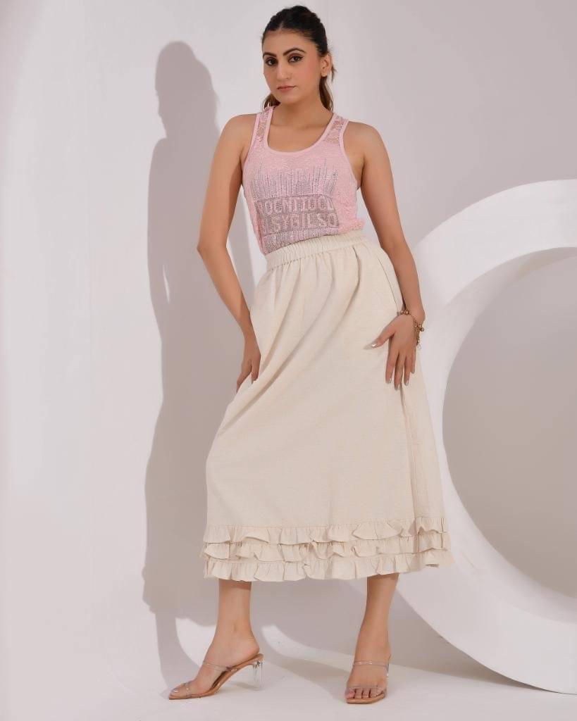     			SIDDHO HUM Beige Cotton Women's Flared Skirt ( Pack of 1 )