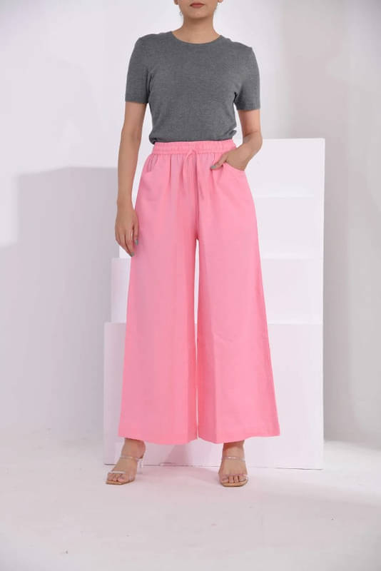     			SIDDHO HUM Women Cotton Solid Palazzos ( Pink )