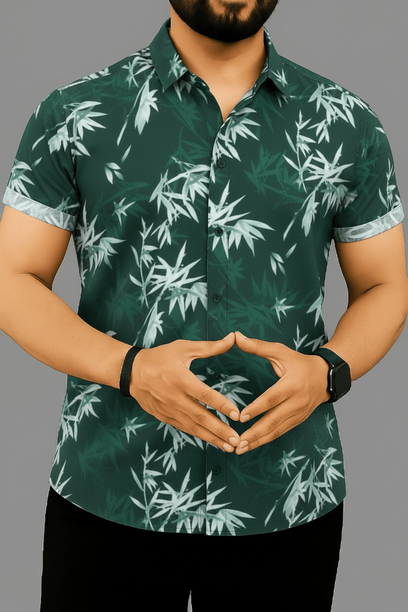 SOLBIZA Elastane Regular Fit Printed Half Sleeves Men's Casual Shirt - Green ( Pack of 1 ) SOLBIZA Elastane Regular Fit Printed Half Sleeves Men's Casual Shirt - Green ( Pack of 1 )