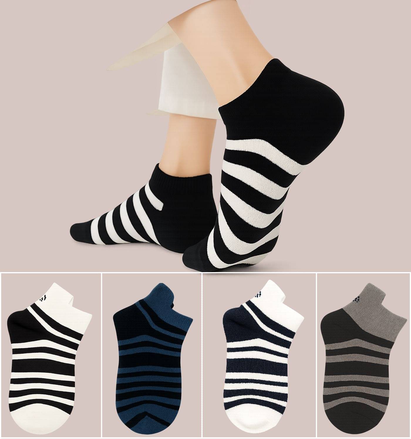 Septem Pack of 4 Men's Cotton Ankle Length Socks ( Multicolor 5 ) Septem Pack of 4 Men's Cotton Ankle Length Socks ( Multicolor 5 )