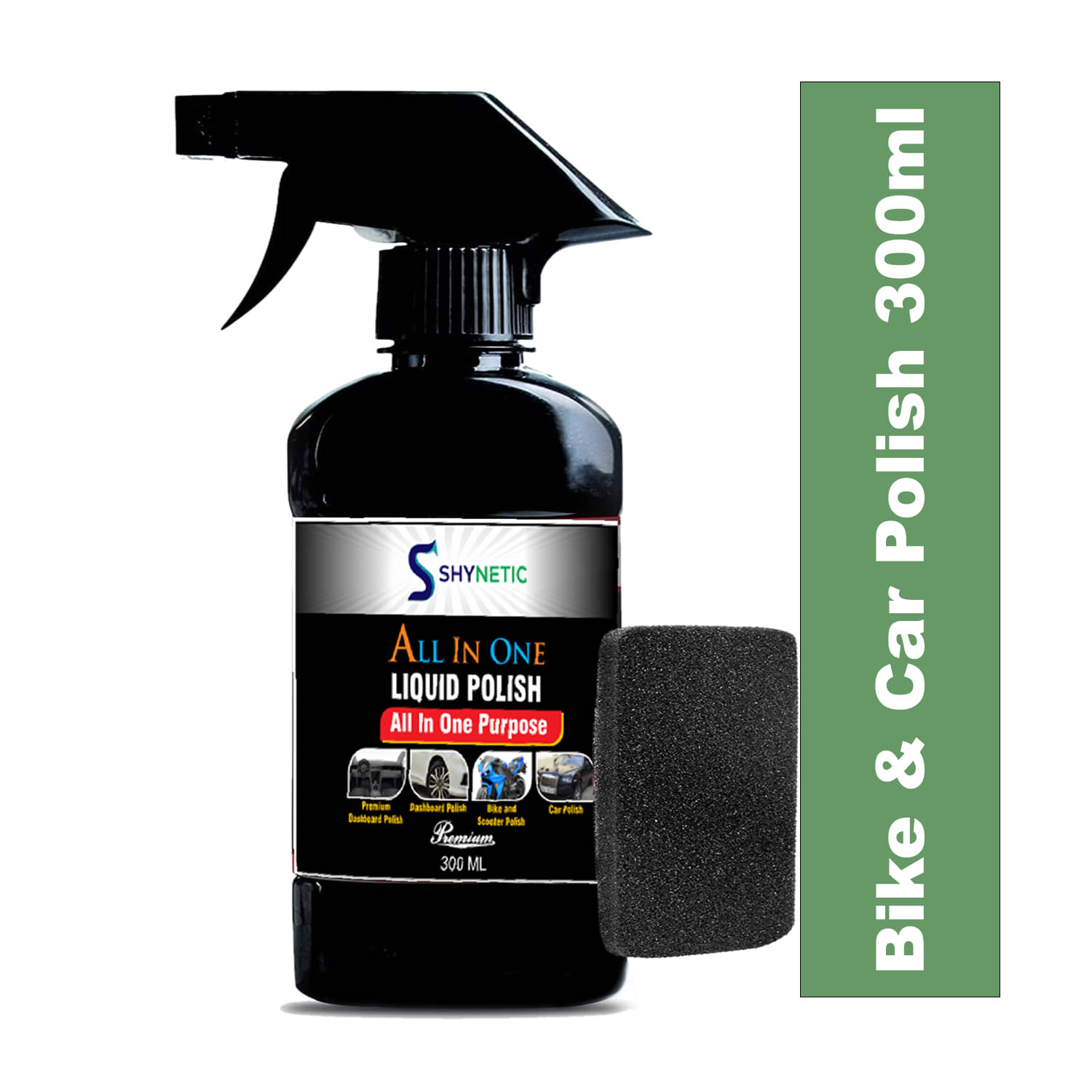     			Shynetic All-in-One Multi-Surface Liquid Polish – Shines, Protects, and Restores Leather, Car Dashboard, Furniture, Bike and Car Restoration – 300 ml with Foam