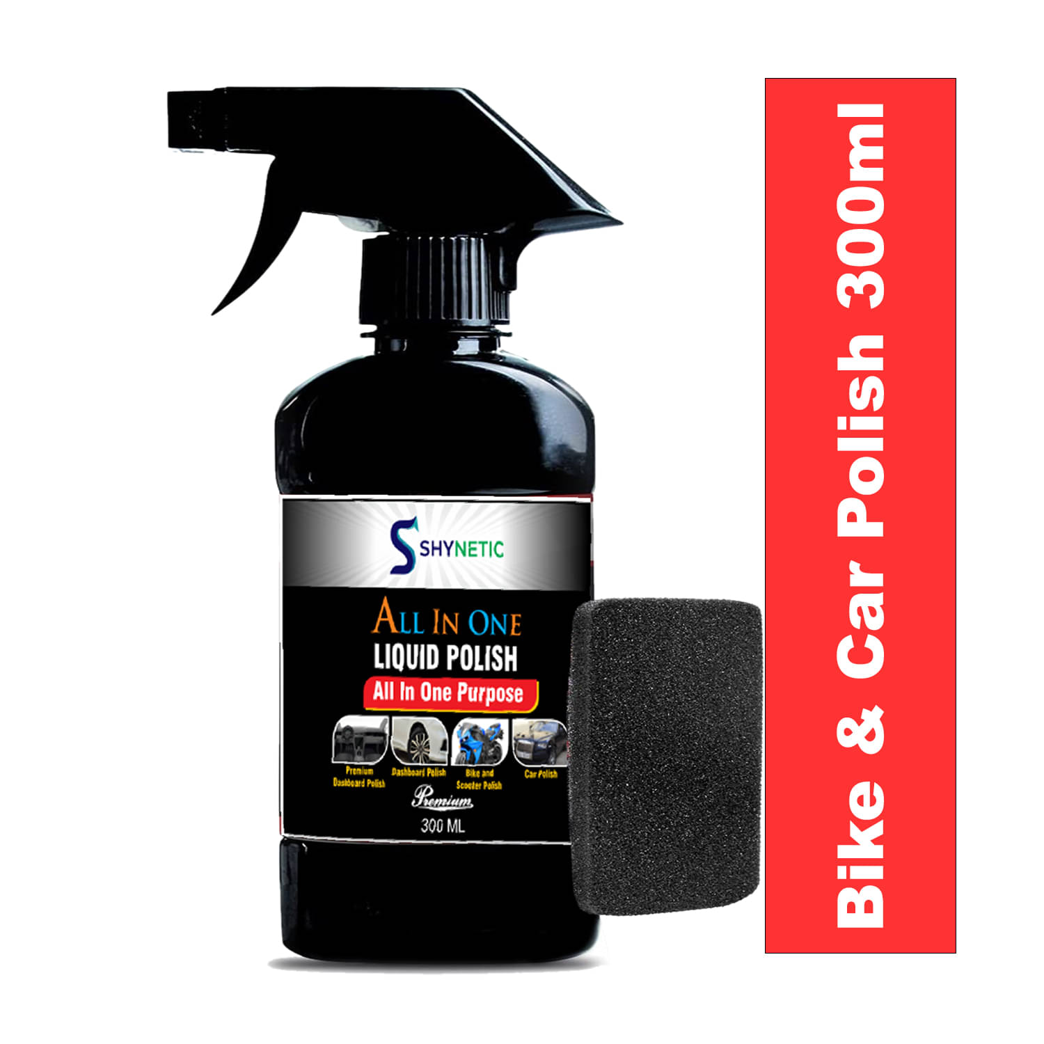     			Shynetic Premium Quality All-in-One Liquid Polish – Professional Finish for Car Dashboards, Bike and Car Restoration – 300 ml with Foam