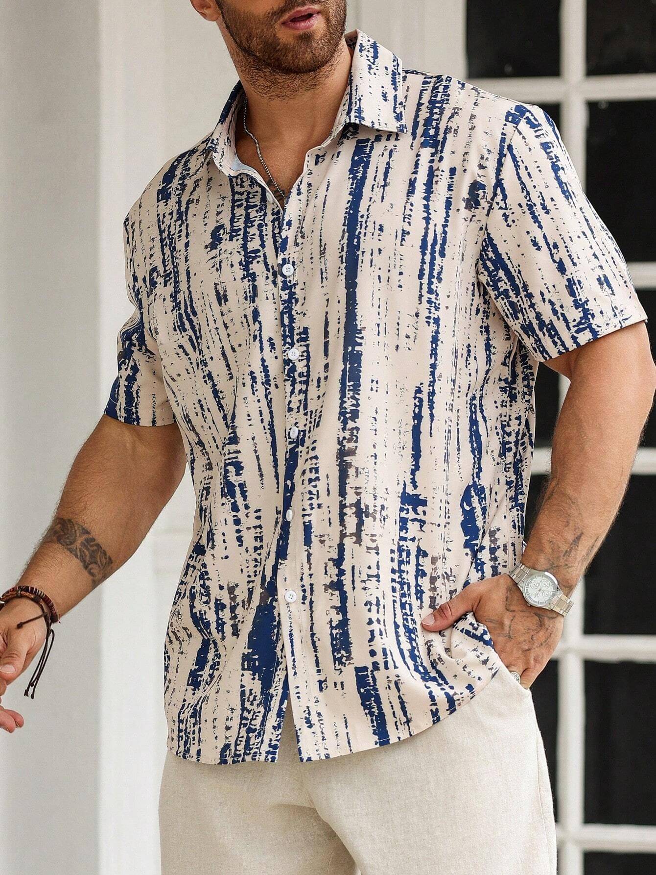     			Siddheshwar Styles Cotton Blend Regular Fit Printed Half Sleeves Men's Casual Shirt - Blue ( Pack of 1 )