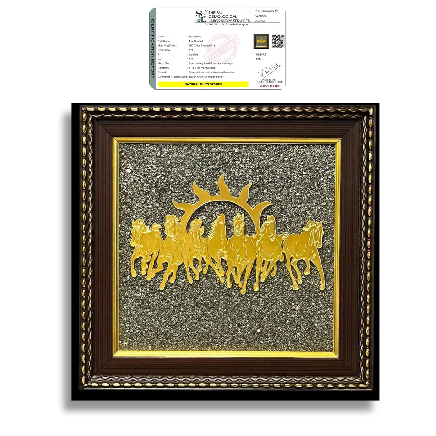 Spiry 7 Horses with Sun Pyrite Frame | Certified Original Pyrite Frame Vastu Wall Decor for Good Luck, Prosperity & Success | Running Horses Photo Frame for Living Room, Office & Gifting     			Spiry 7 Horses with Sun Pyrite Frame | Certified Original Pyrite Frame Vastu Wall Decor for Good Luck, Prosperity & Success | Running Horses Photo Frame for Living Room, Office & Gifting