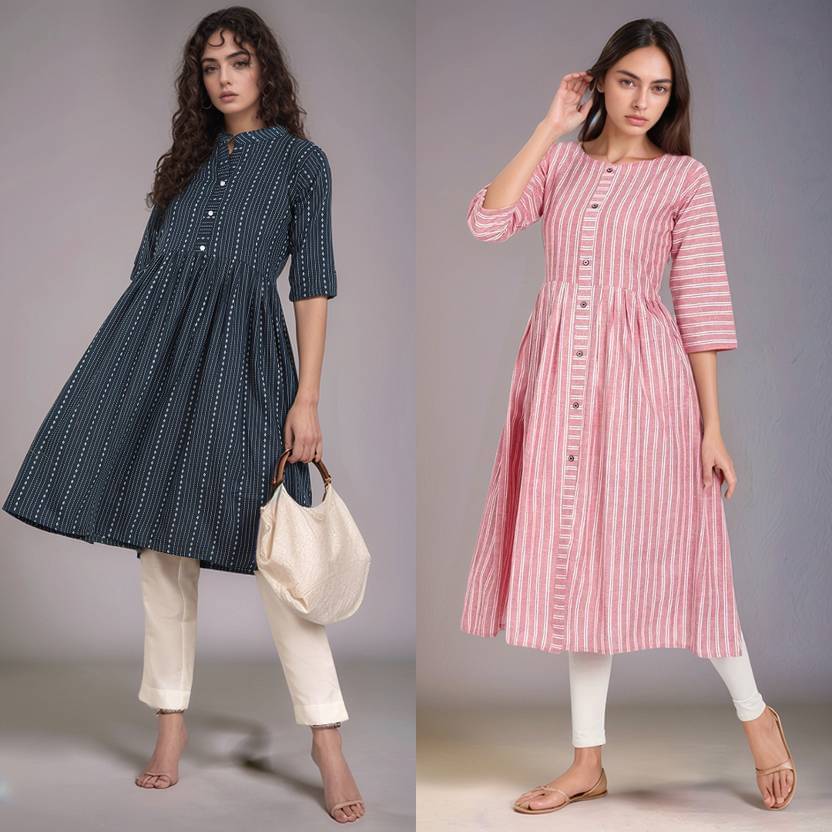     			TEXPA FASHION Women Cotton Striped A-line Kurti ( Multicolor )