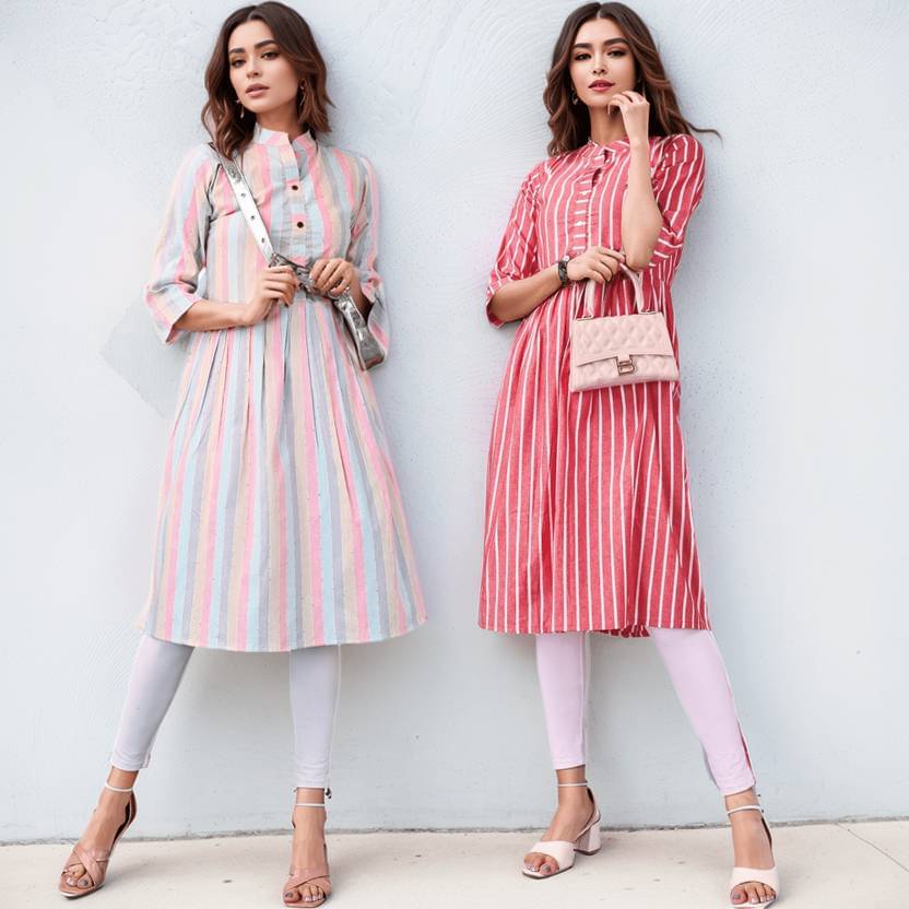     			TEXPA FASHION Women Cotton Striped A-line Kurti ( Multicolor )