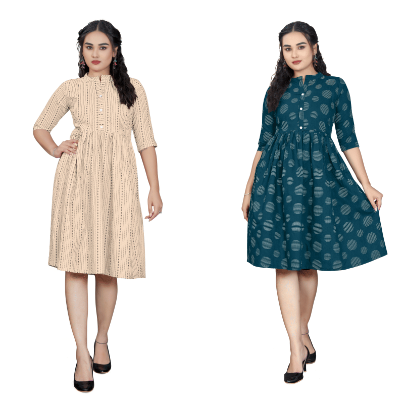 TRIONZA Women Cotton Striped A-line Kurti ( Multicoloured ) TRIONZA Women Cotton Striped A-line Kurti ( Multicoloured )