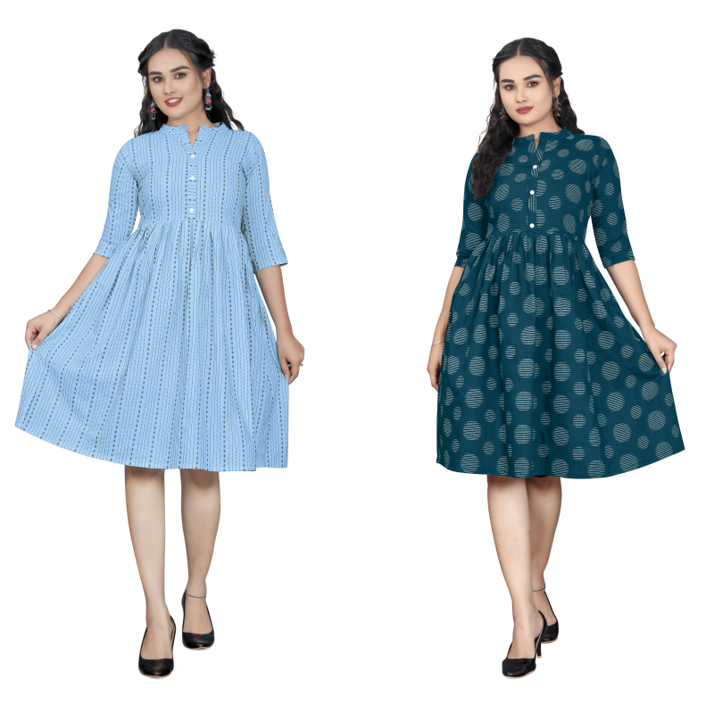 TRIONZA Women Cotton Striped A-line Kurti ( Multicoloured ) TRIONZA Women Cotton Striped A-line Kurti ( Multicoloured )