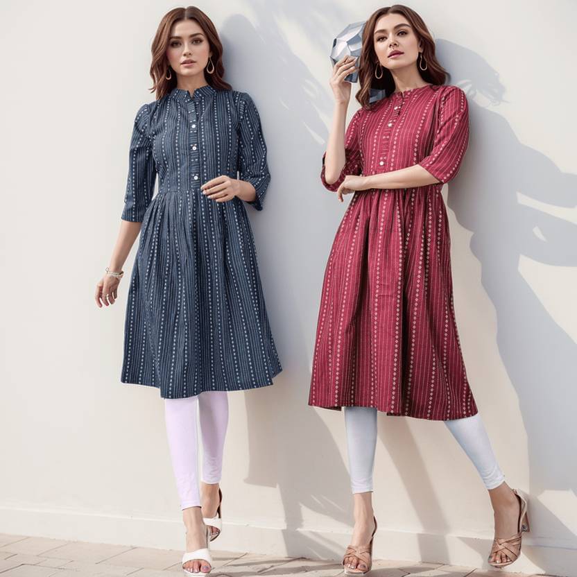     			TRIONZA Women Cotton Striped A-line Kurti ( Multicolor2 )